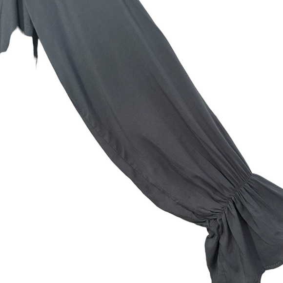 L Love Boho Lined Olive Green Dress Knee Length Tassels Tie Women's Medium - Picture 8 of 10